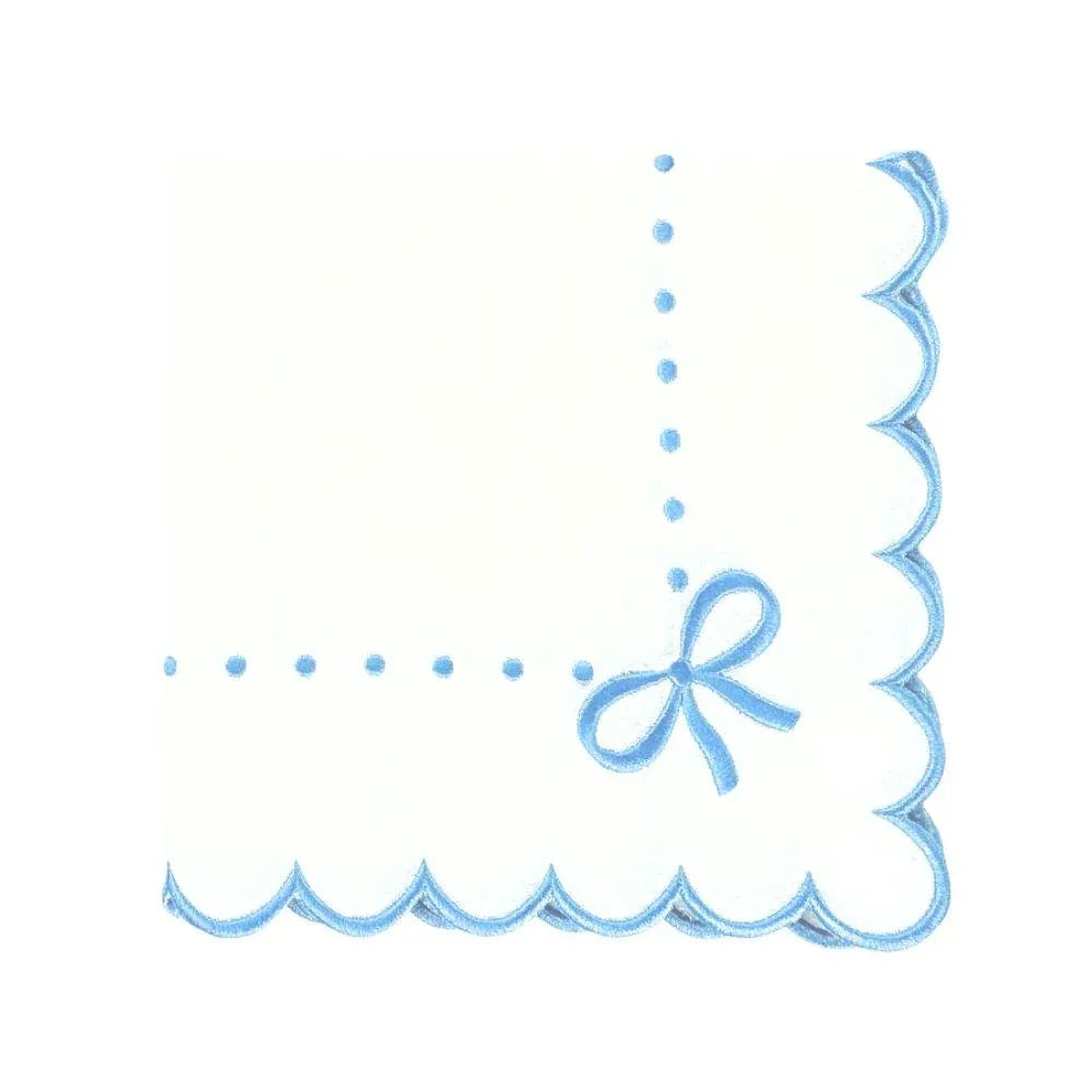 Flying Sheep Country Studio Collection: Juliet Bows Napkins - White/Blue (Set of 4)
