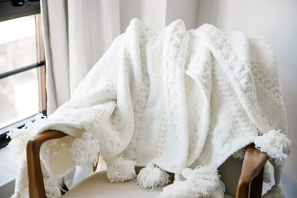 Braided Pom Pom Throw - The Mayfair Hall