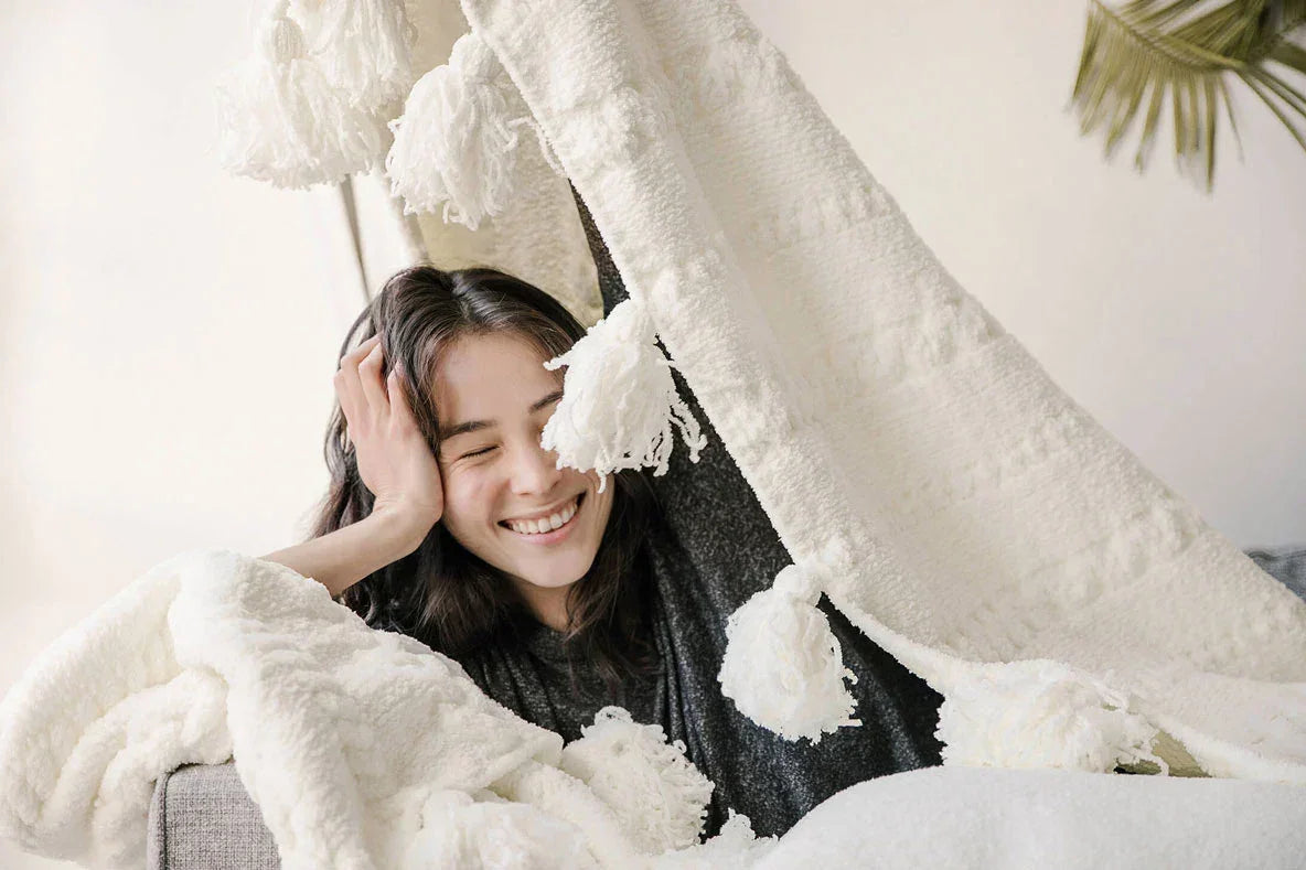 Braided Pom Pom Throw - The Mayfair Hall