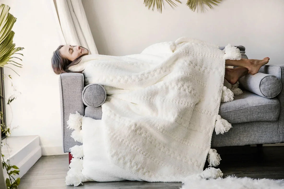Braided Pom Pom Throw - The Mayfair Hall