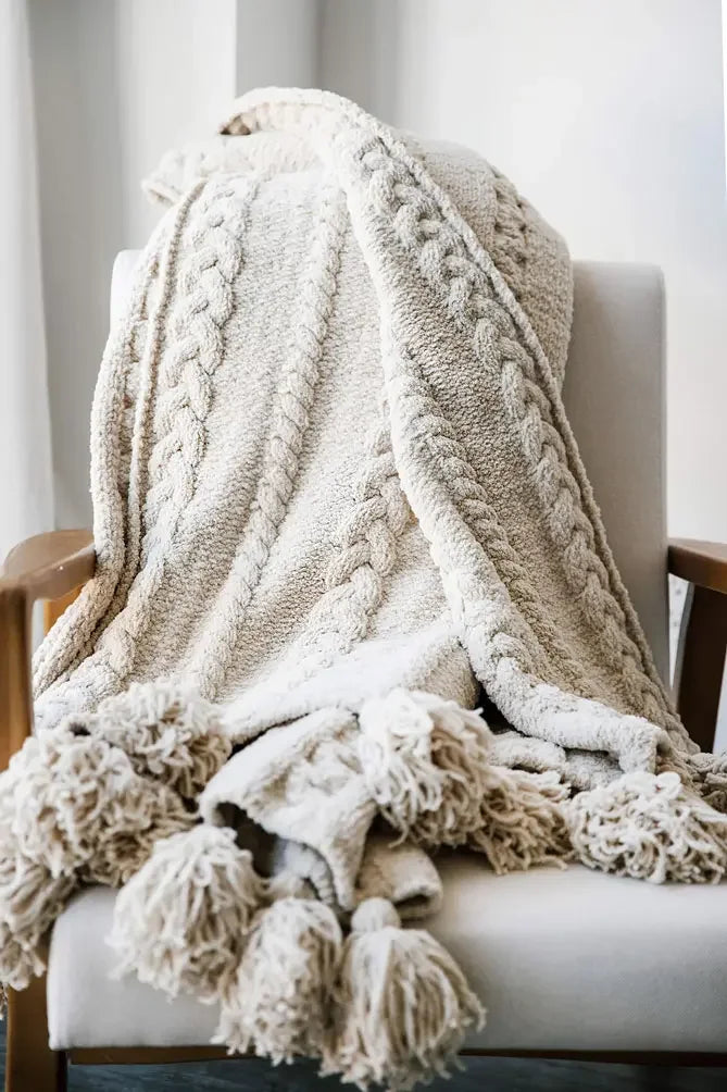Braided Pom Pom Throw - The Mayfair Hall