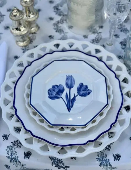 Stunning Blue and White Tulip Appetizer/Bread & Butter Plate - The Mayfair Hall