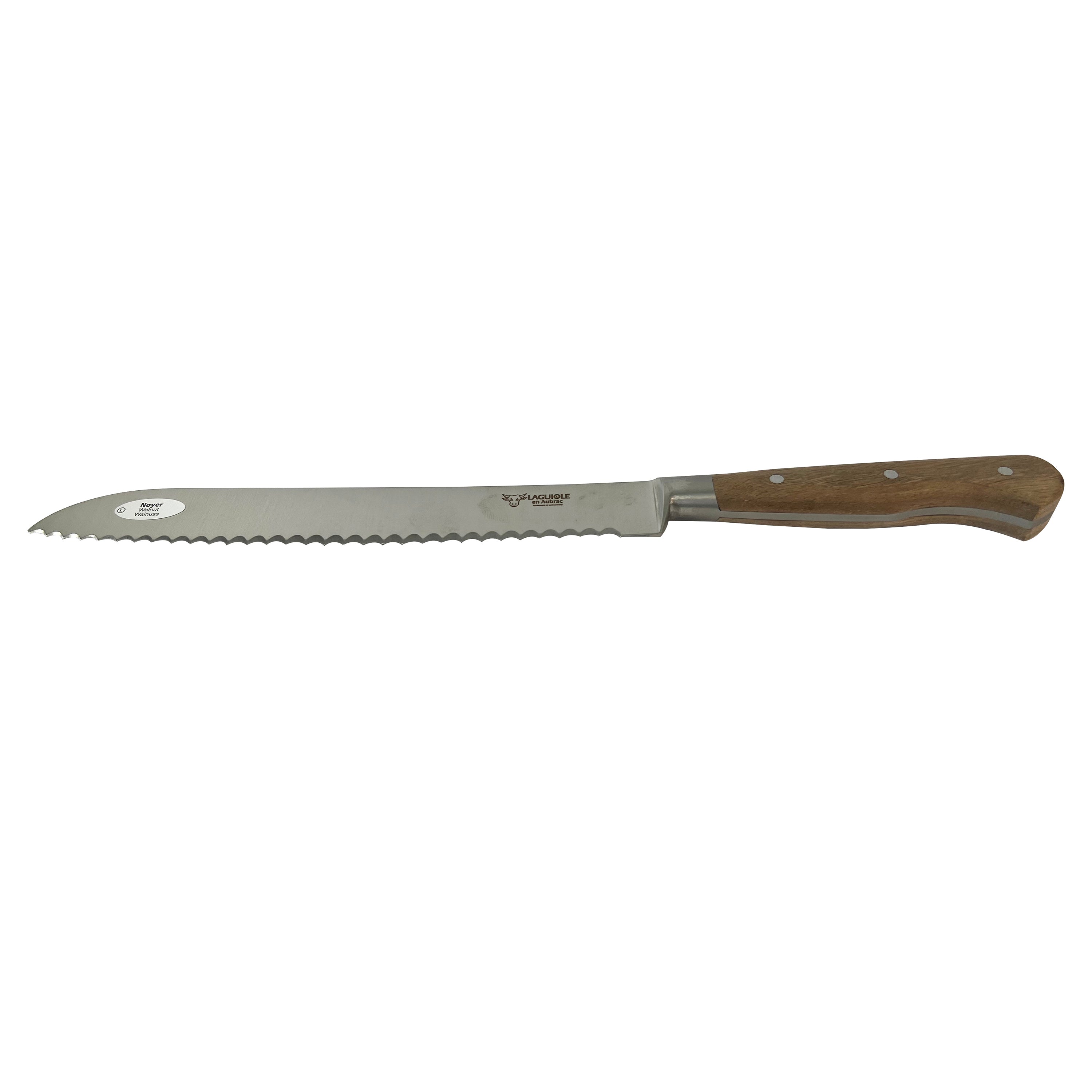 Laguiole en Aubrac Fully Forged Steel Bread Knife With Walnut Handle, 8-Inches