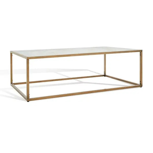 Brynna White-Bronze  Rectangle Marble Coffee Table - The Mayfair Hall