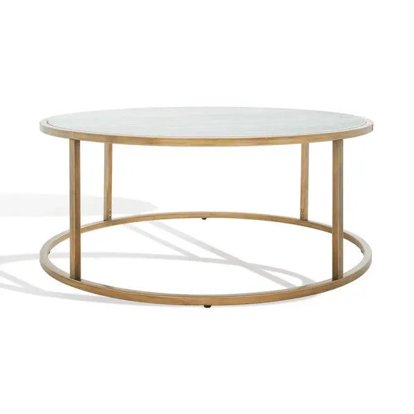 Brynna White-Bronze Round Marble Coffee Table - The Mayfair Hall