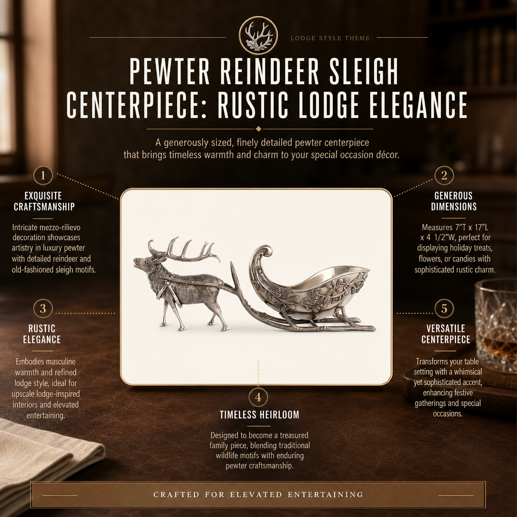 Pewter Reindeer Sleigh Centerpiece
