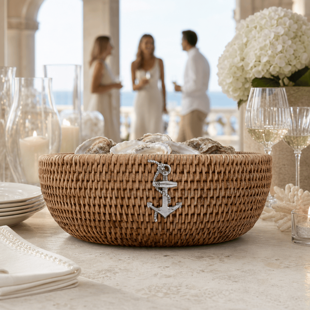 Anchor Hand Woven Wicker Natural Rattan Serving Bowl