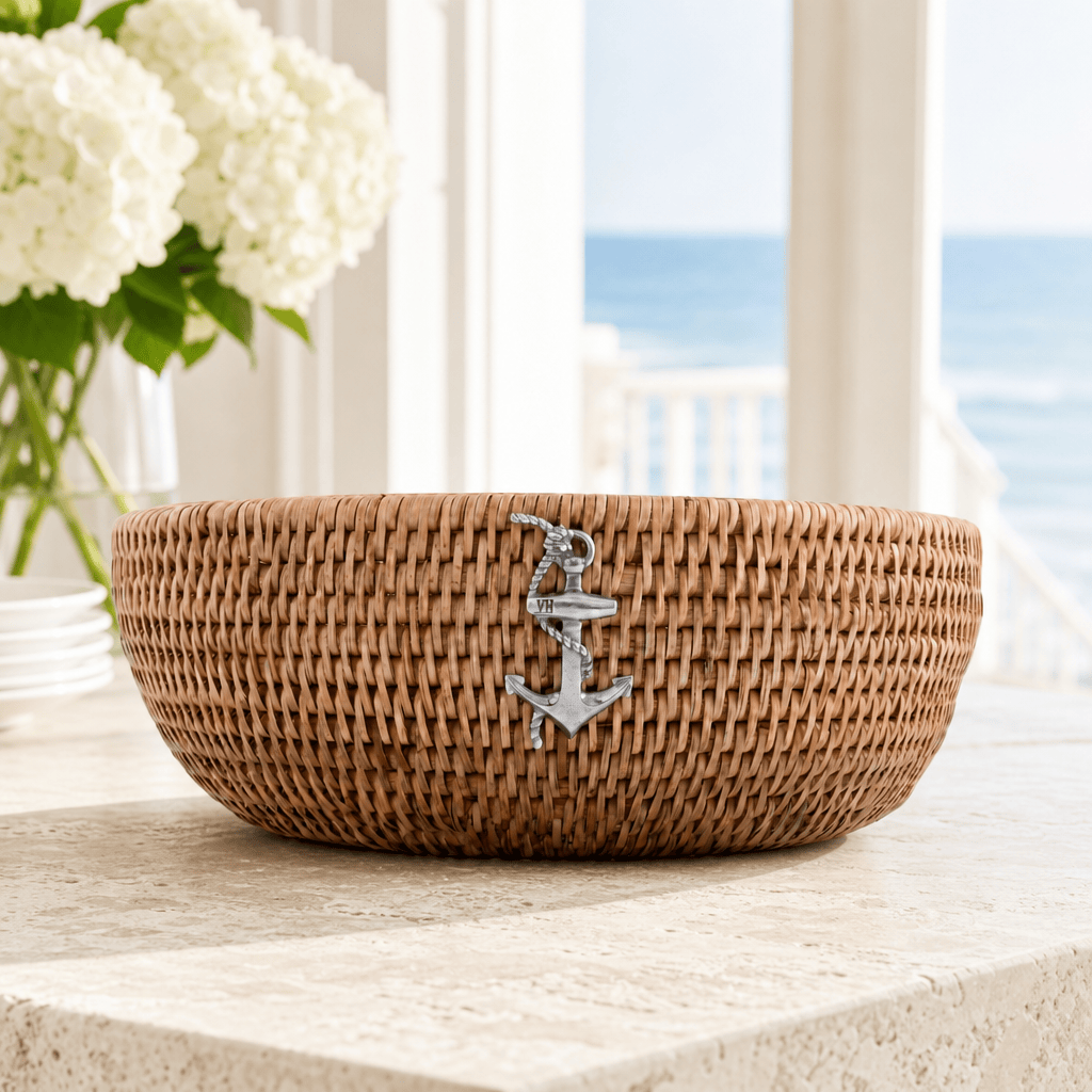 Anchor Hand Woven Wicker Natural Rattan Serving Bowl