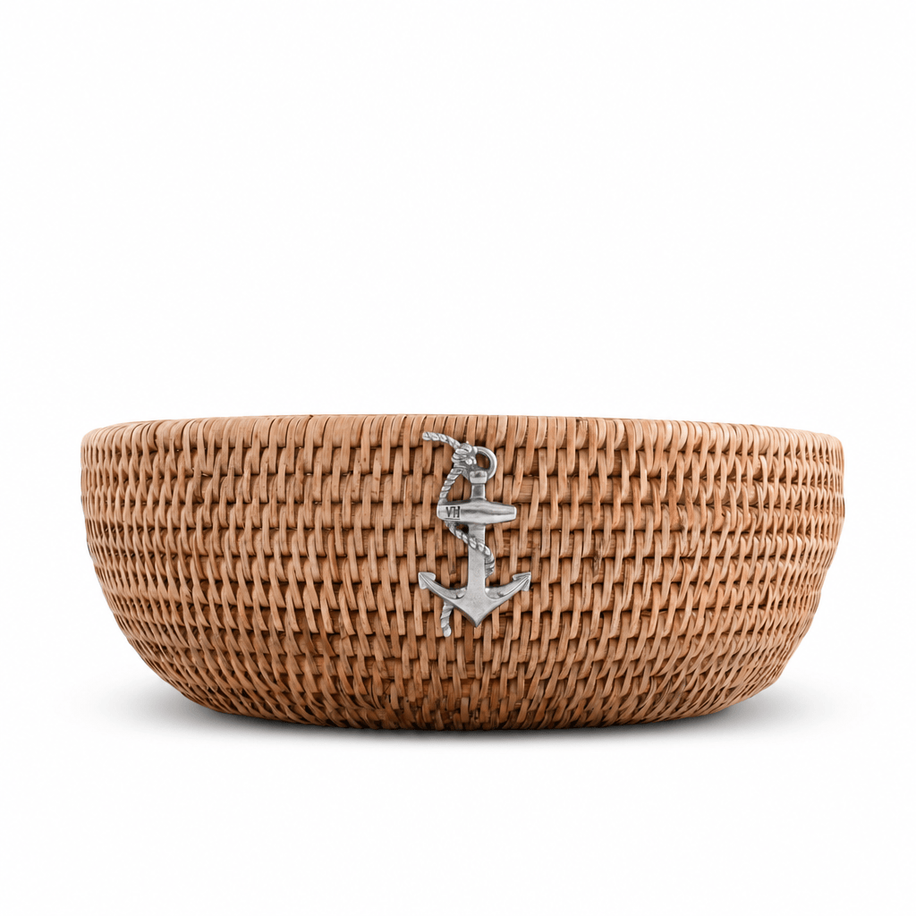 Anchor Hand Woven Wicker Natural Rattan Serving Bowl