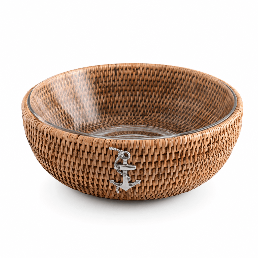 Anchor Hand Woven Wicker Natural Rattan Serving Bowl