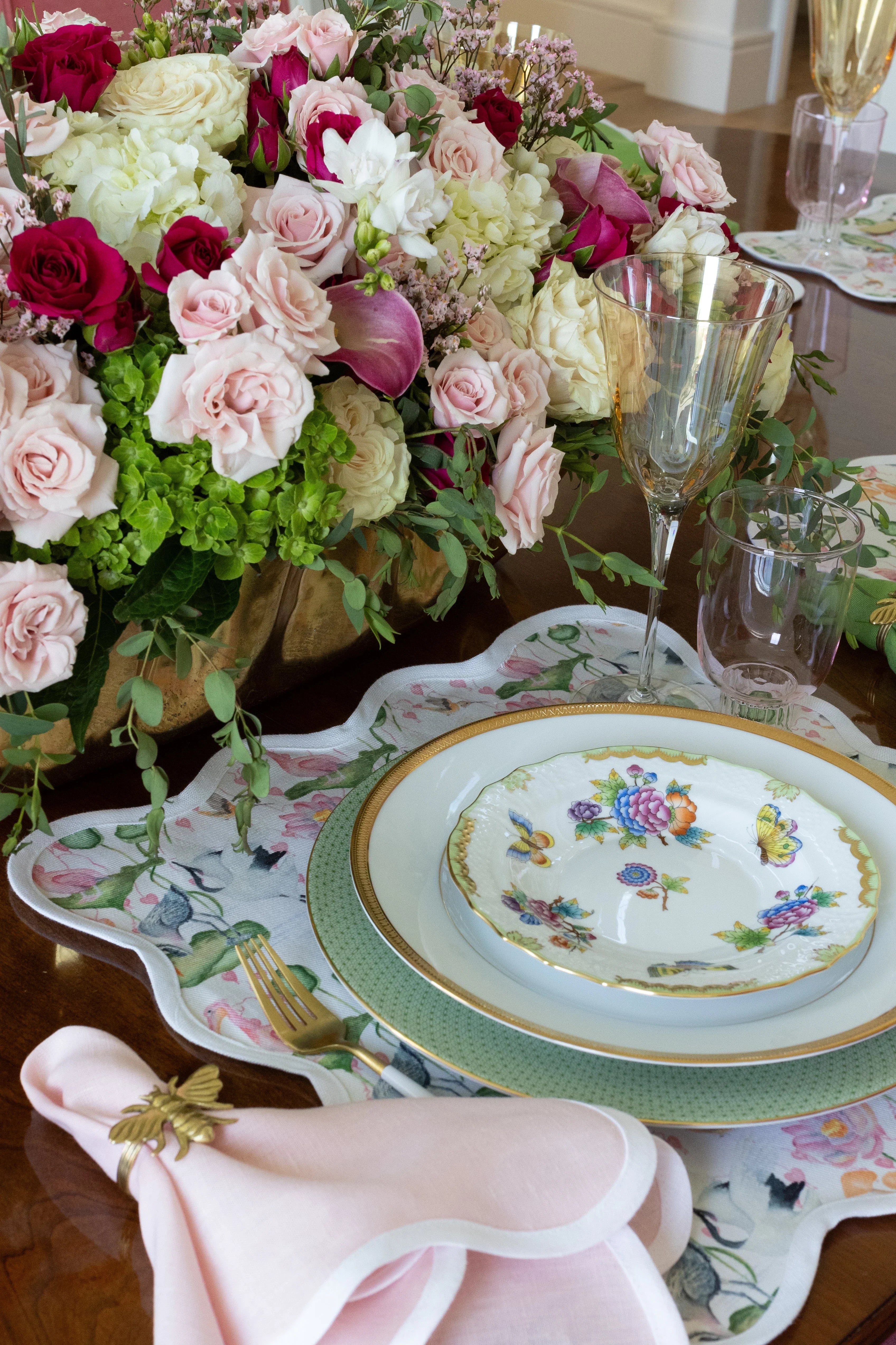 Linen Scalloped Square | Peony Pink