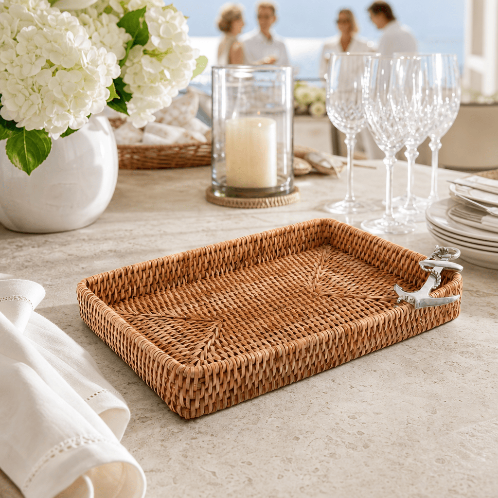 Anchor Catchall Tray Hand Woven Wicker Rattan