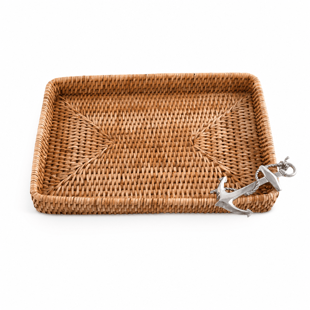 Anchor Catchall Tray Hand Woven Wicker Rattan