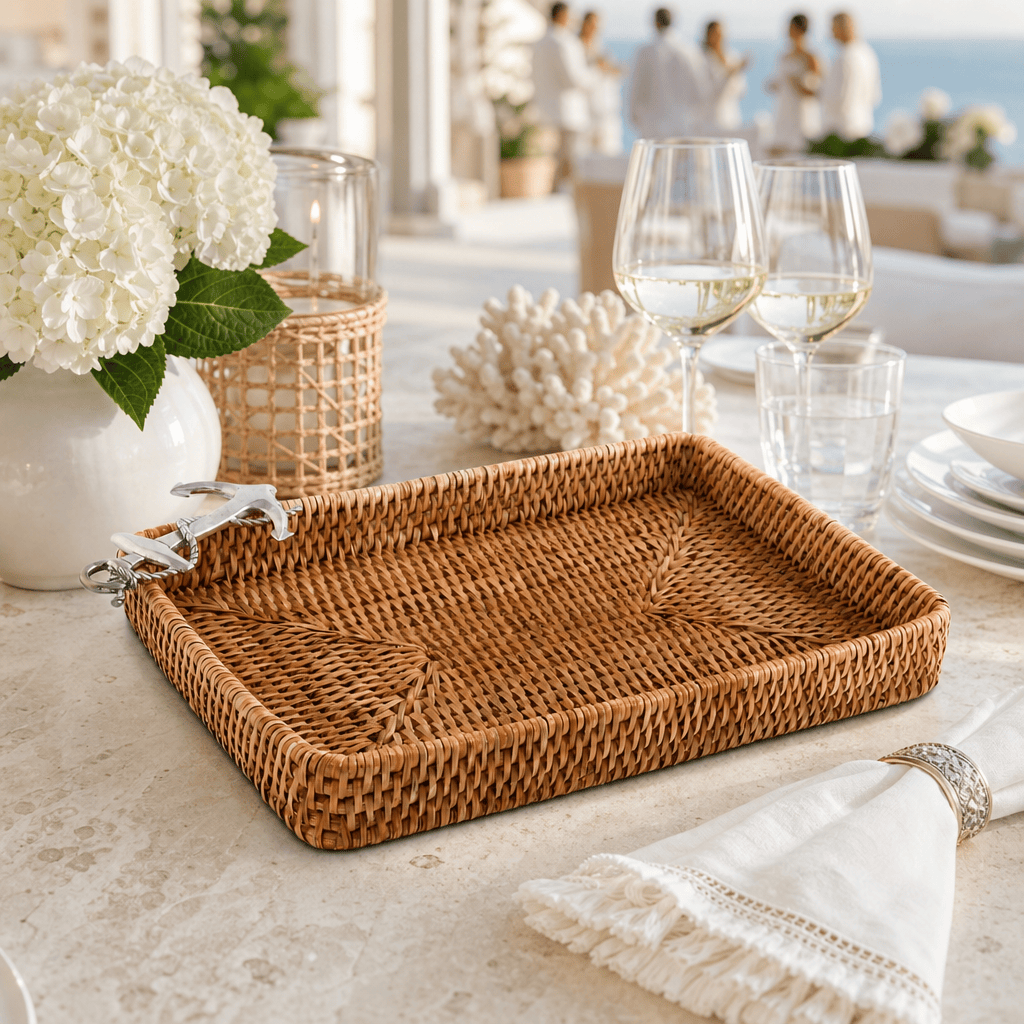 Anchor Catchall Tray Hand Woven Wicker Rattan