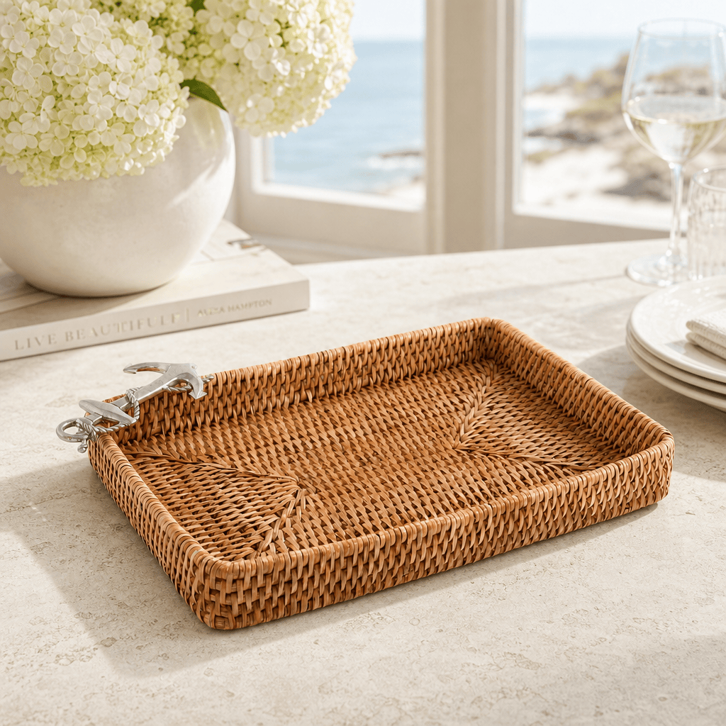 Anchor Catchall Tray Hand Woven Wicker Rattan