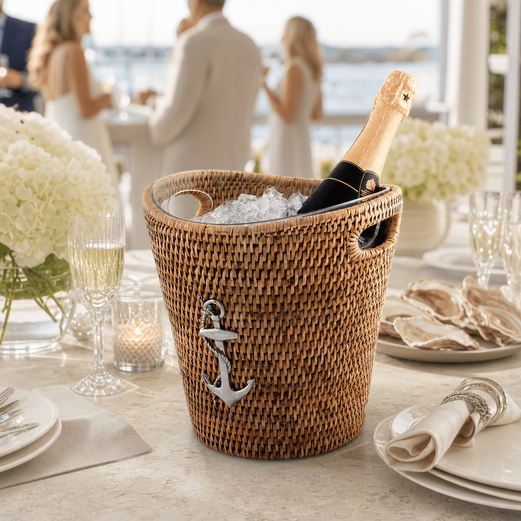 Anchor Hand Woven Wicker Rattan Champagne / Ice Bucket