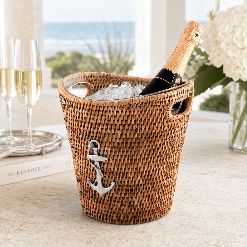 Anchor Hand Woven Wicker Rattan Champagne / Ice Bucket