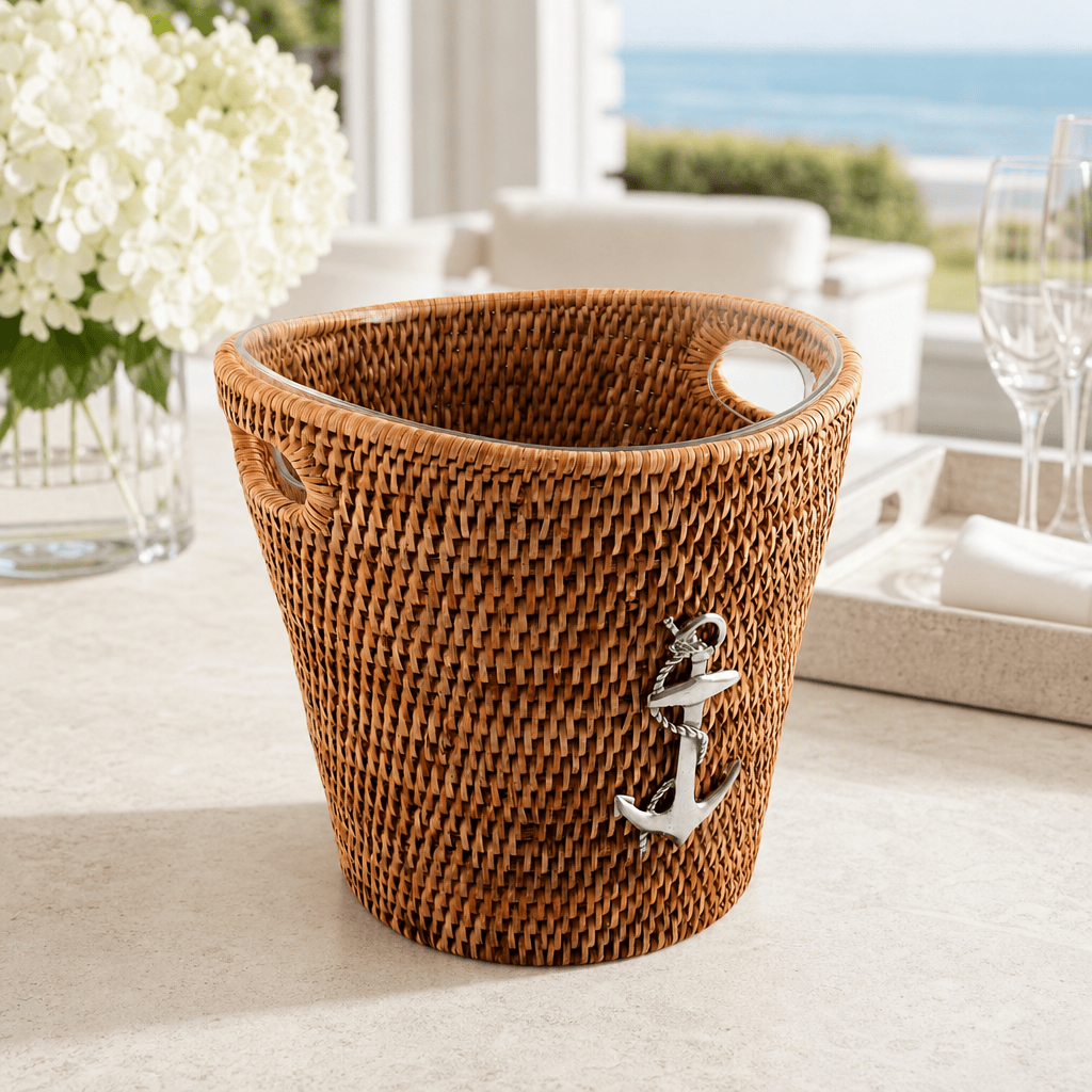 Anchor Hand Woven Wicker Rattan Champagne / Ice Bucket