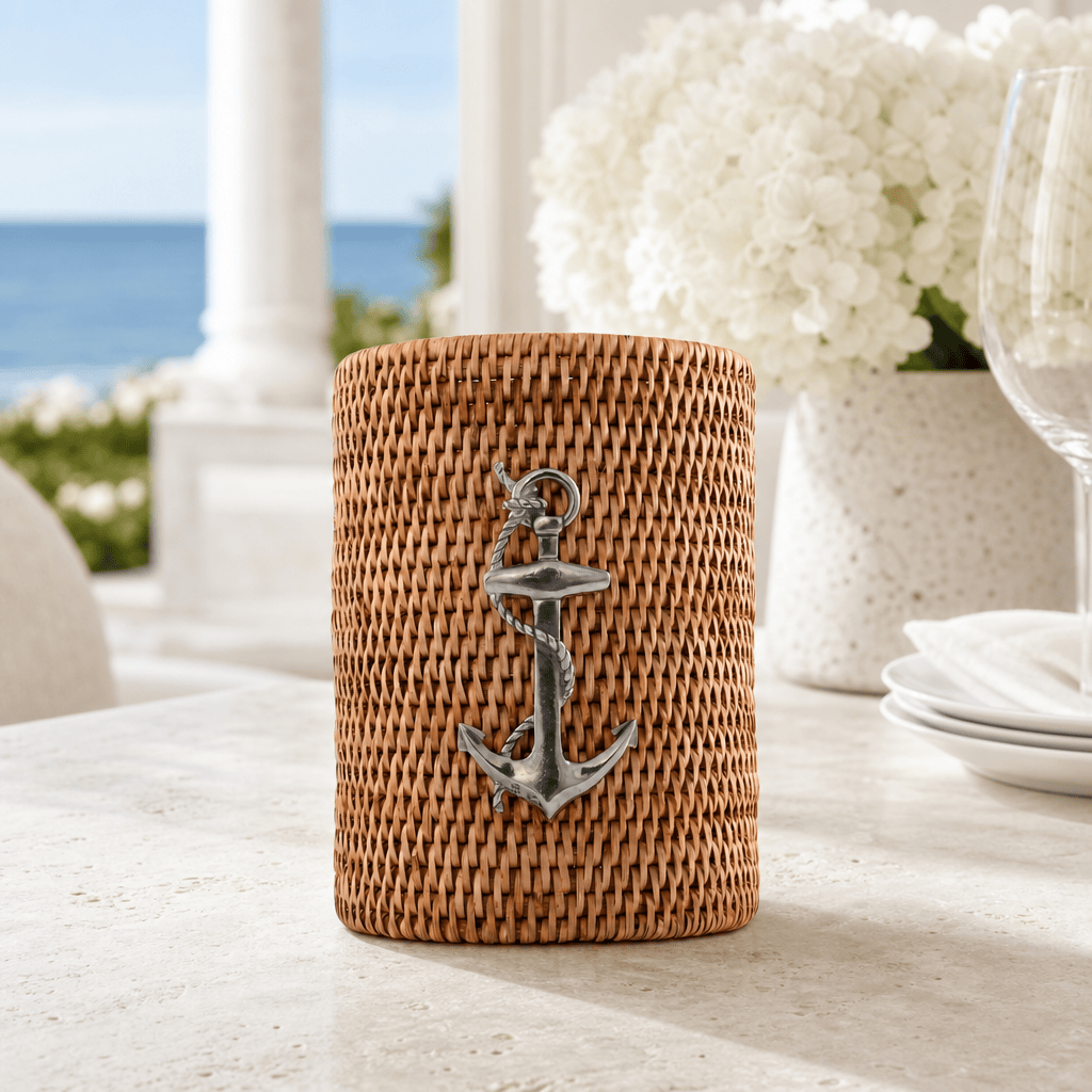 Anchor Hand Woven Wicker Rattan Utensils Holder