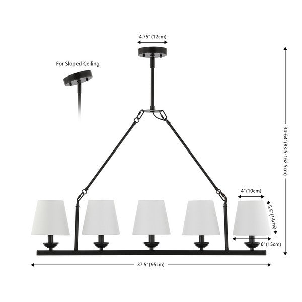 Josphete Chandelier in Black with White Cotton Shade