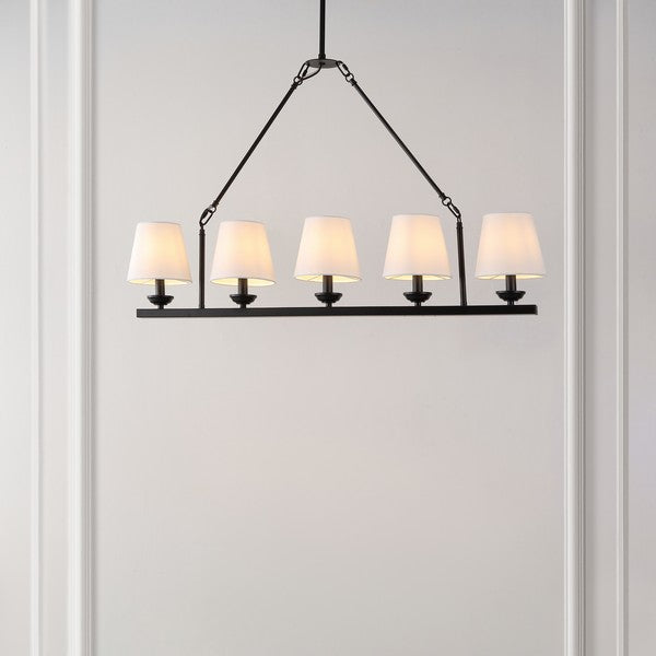 Josphete Chandelier in Black with White Cotton Shade