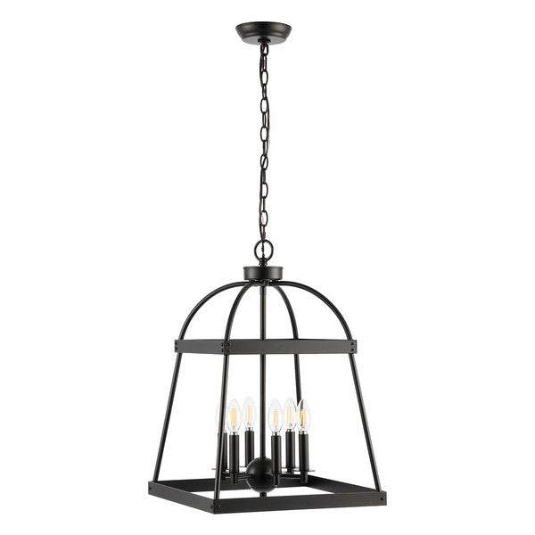 Gracyn Chandelier in Black with 6 Candle-shaped Bulbs