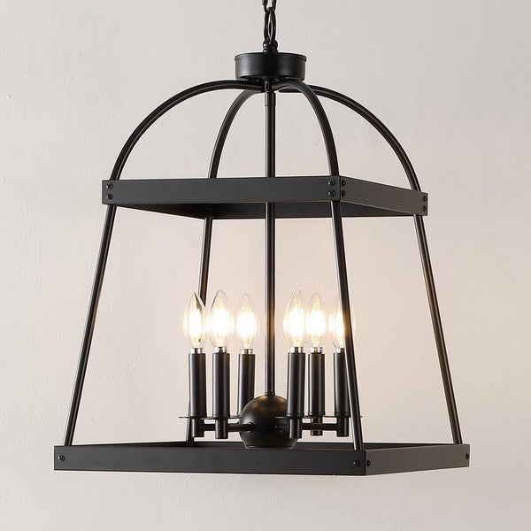 Gracyn Chandelier in Black with 6 Candle-shaped Bulbs