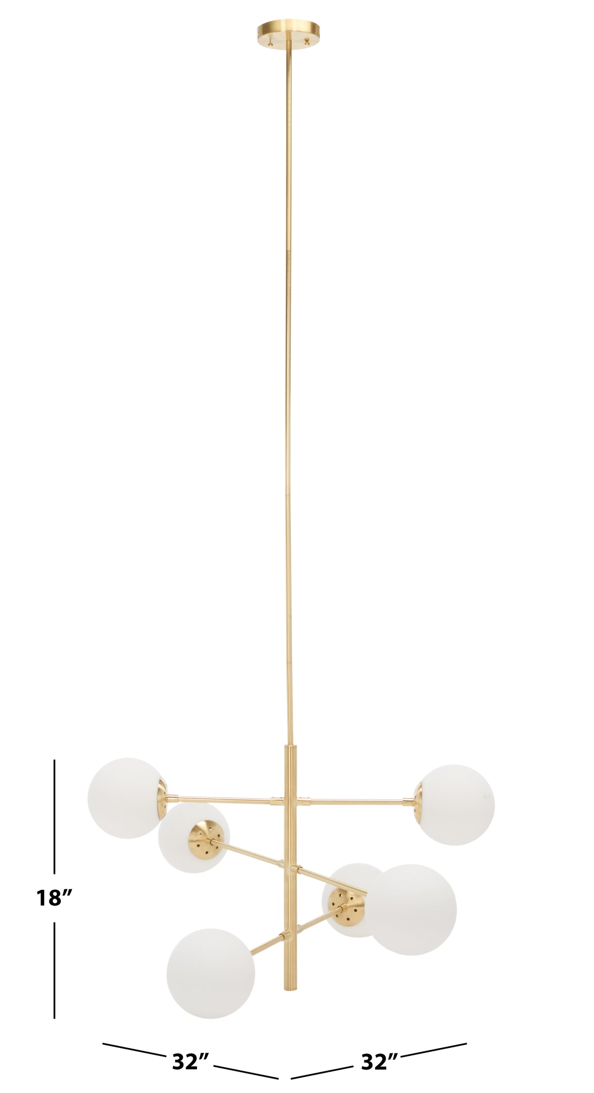 Bassett 6-Light Steel Chandelier in Gold — 32″
