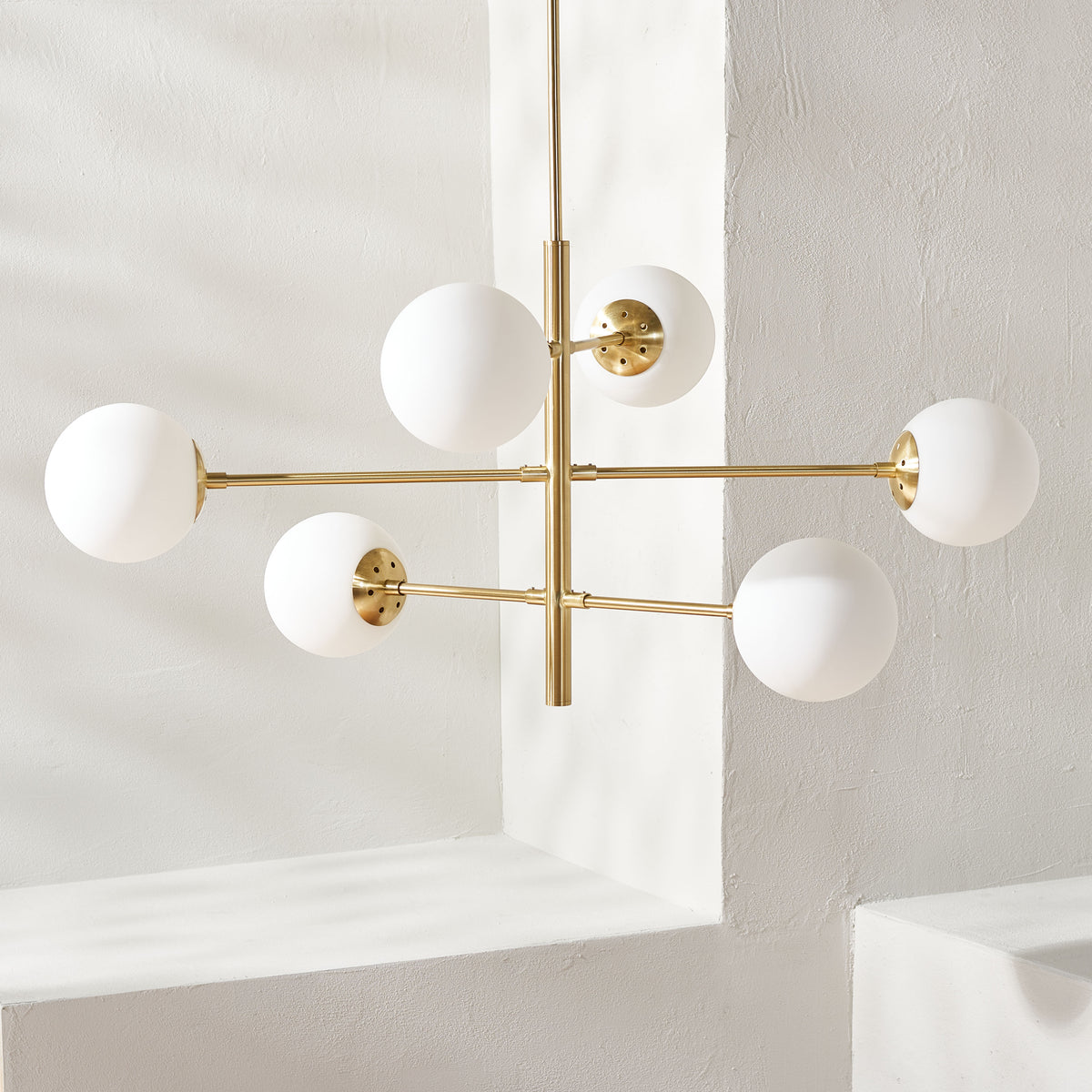 Bassett 6-Light Steel Chandelier in Gold — 32″