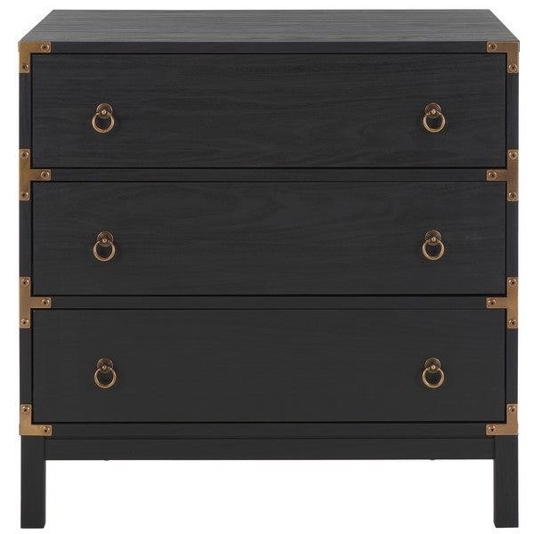 Galio Black/Gold 3 Drawer Chest - The Mayfair Hall