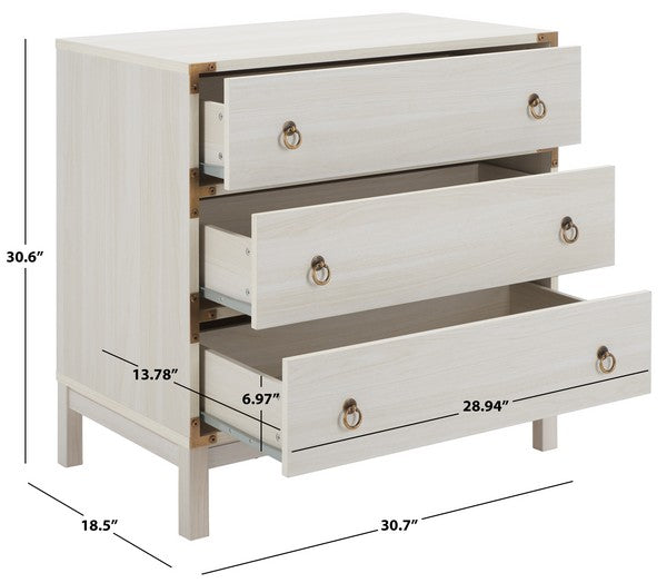 Galio 3 Drawer Chest in Bleached White