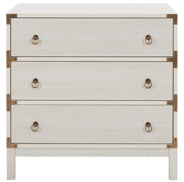 Galio White-Gold 3 Drawer Chest - The Mayfair Hall
