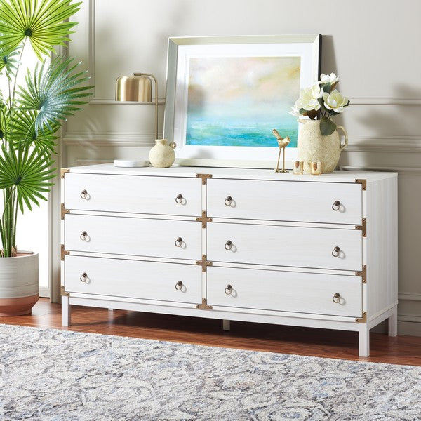 Galio 6 Drawer Chest in Bleached White