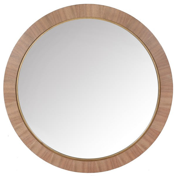 Paulson Round Wood Mirror in Walnut
