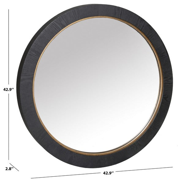 Paulson Round Wood Mirror in Black