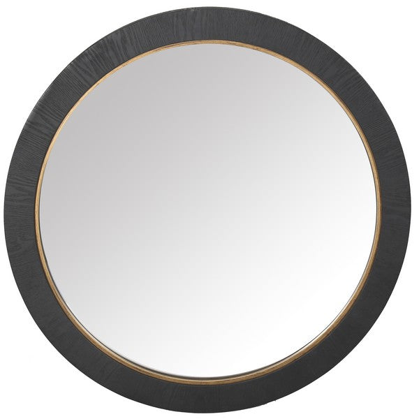 Paulson Round Wood Mirror in Black
