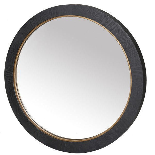 Paulson Round Wood Mirror in Black