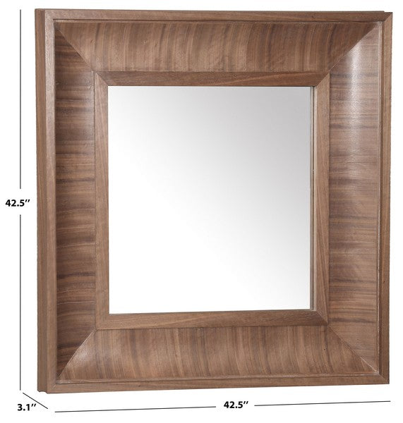Kaya Square Wood Mirror in Walnut