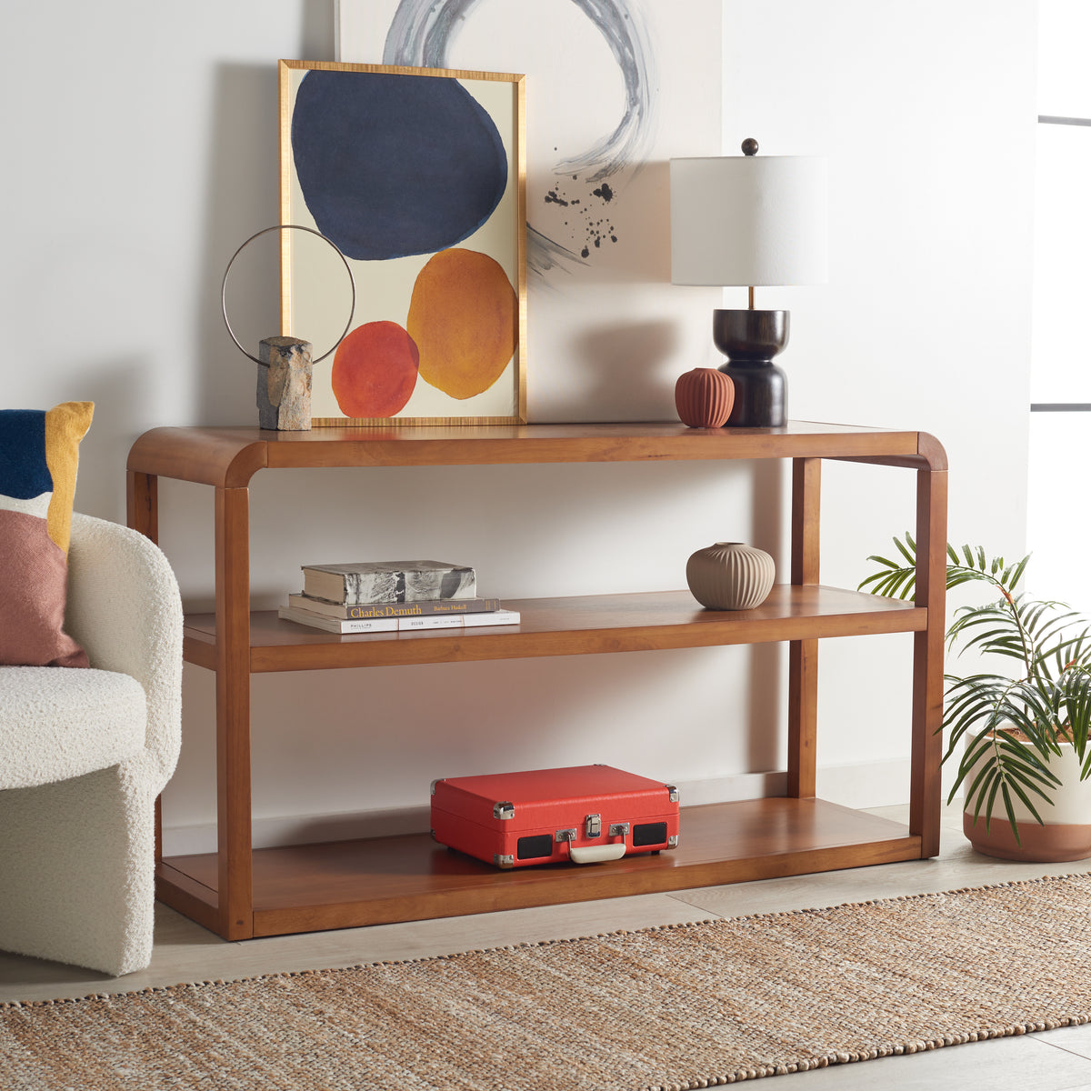 Omara 3 Tier Console Table in Walnut