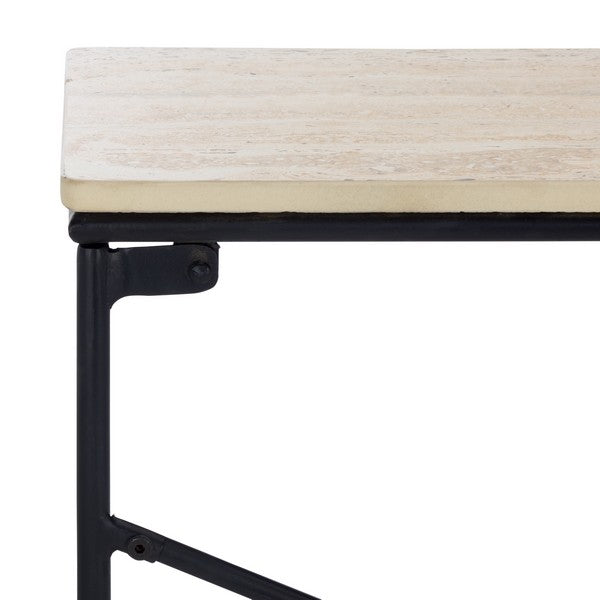 Lenin Ceramic Console Table in Black with Beige Top