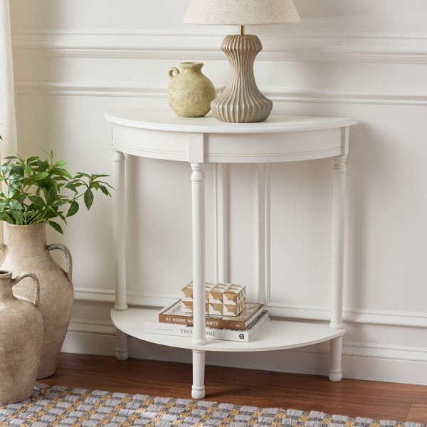 Tinsley Half Round Console Table in Ivory