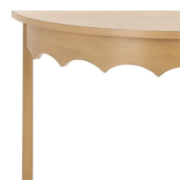 Seraphina Half-Round Wood Console Table in Desert Brown