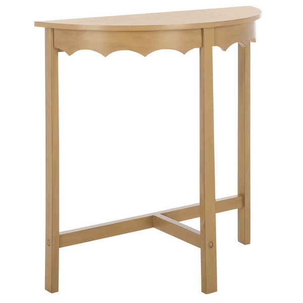 Seraphina Half-Round Wood Console Table in Desert Brown