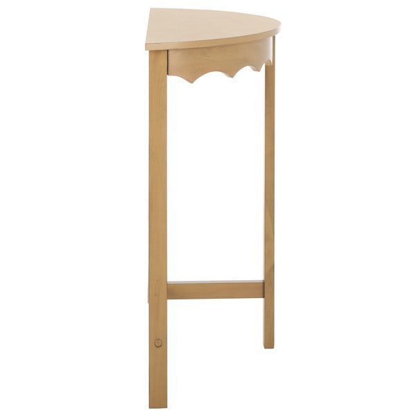 Seraphina Half-Round Wood Console Table in Desert Brown