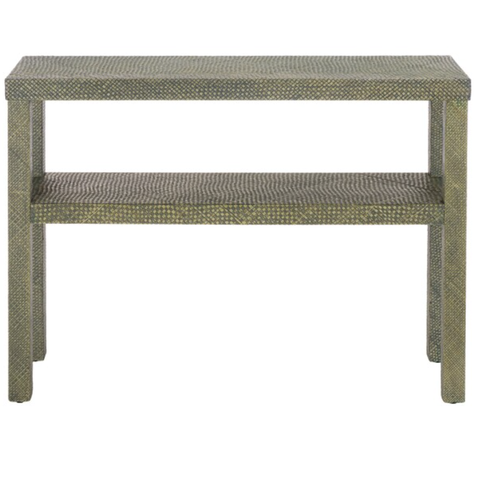 Apis Raffia Console Table in Turquoise
