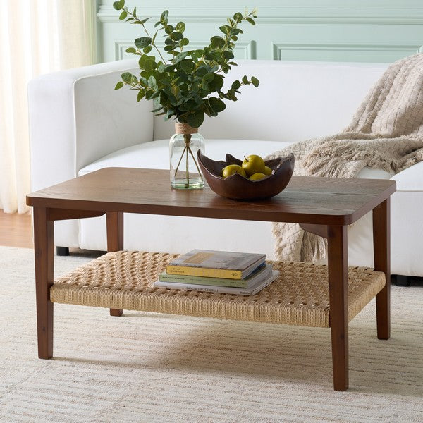 Dino Wood Coffee Table in Walnut with Shelf