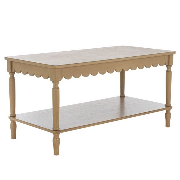 Haven Wood Coffee Table in Desert Brown with Shelf