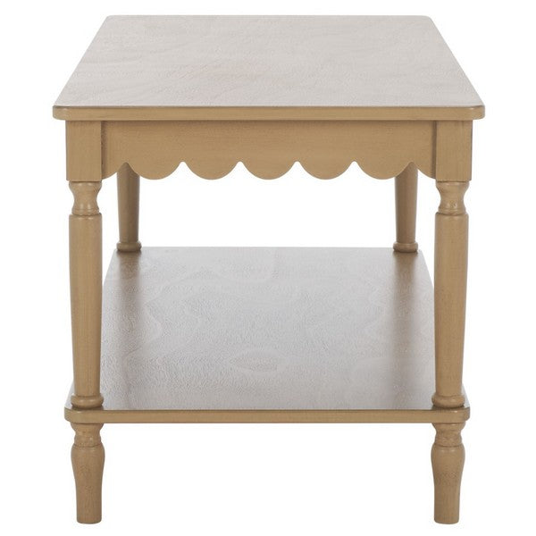 Haven Wood Coffee Table in Desert Brown with Shelf