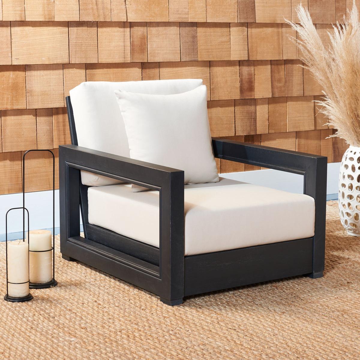 Montford Aluminum Armchair in Black and White