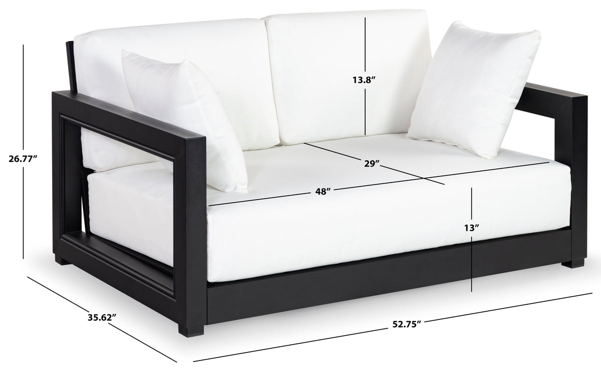 Montford Aluminum 2-Seat Loveseat in Black and White